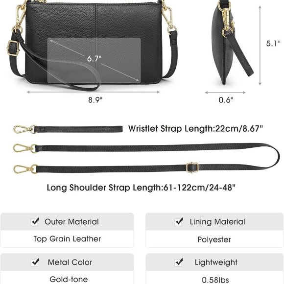 Leather Small Crossbody Shoulder Bags Purse for Women Trendy, Designer Handbag P - Picture 3 of 7